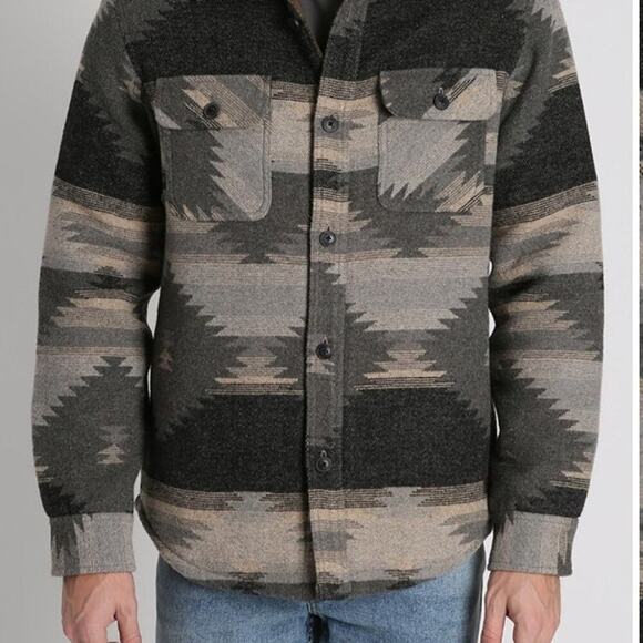 Jachs New York Sherpa Lined Wool Jacket Mens M Button Down Aztec - Picture 5 of 9